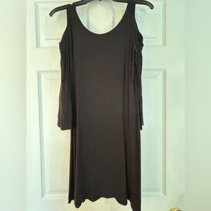 Cold Shoulder Black Long Sleeve Dress